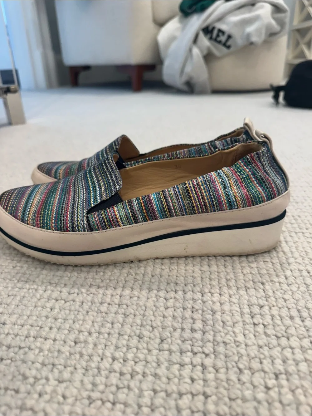 Ron White Multicolor Striped Slip-On boat shoes Women's